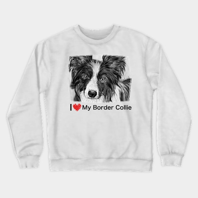 Border Collie Stare Crewneck Sweatshirt by BHDigitalArt